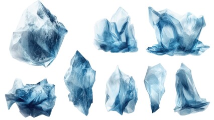 Fototapeta premium A collection of blue ice cubes
