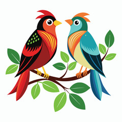 vector a couple bird sitting on a branch