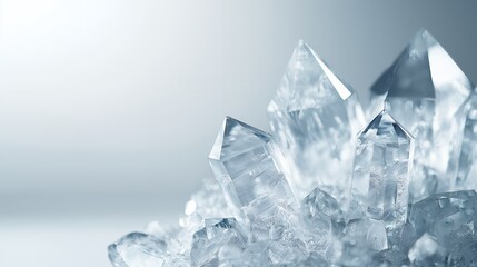 Obraz premium Close-up of clear quartz crystals with a blurred background.