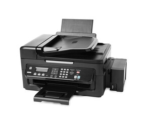 One new modern printer isolated on white