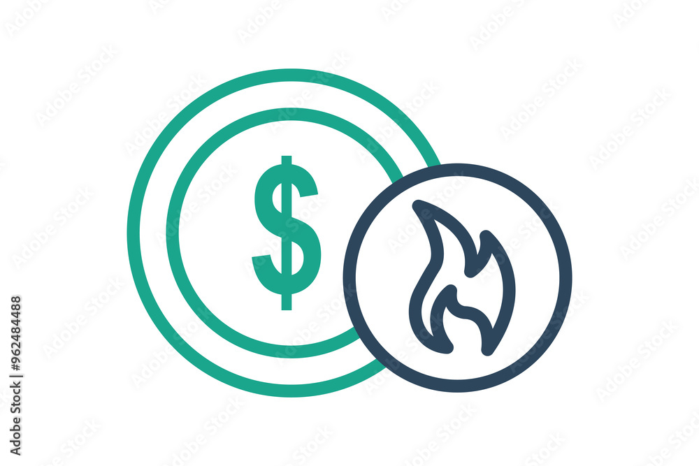 Poster disruption icon. line icon style. dollar with fire. icon related to swot. business elements vector i