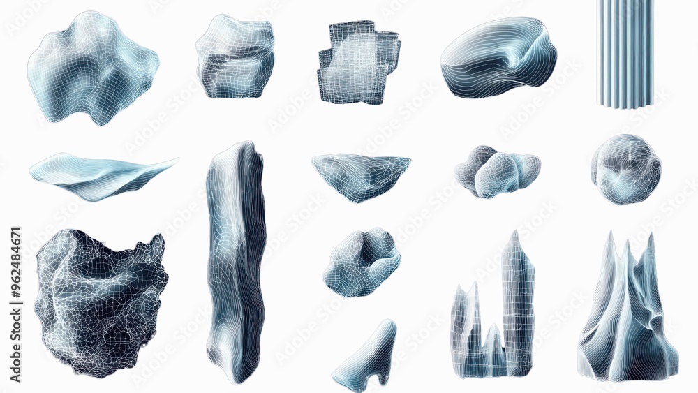 Poster A collection of various shapes and sizes of ice and snow