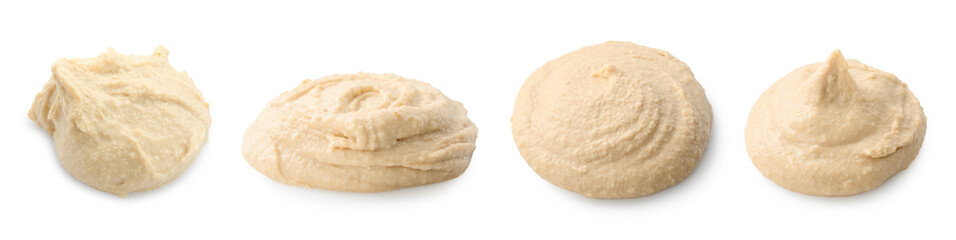Tasty hummus on white background. Chickpea dish