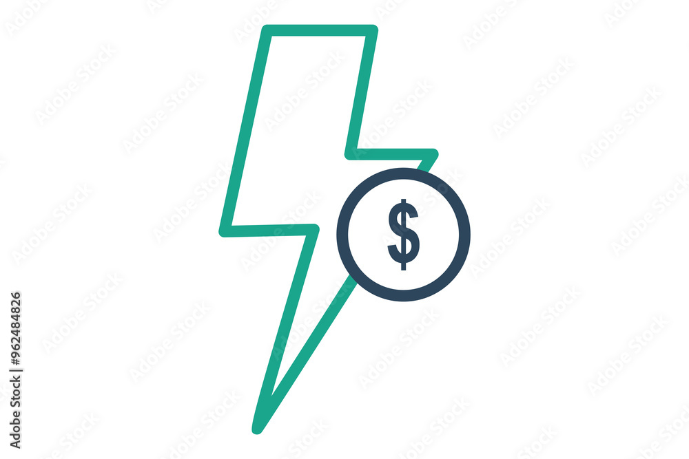 Poster agility icon. line icon style. lightning with dollar. icon related to swot. business elements vector