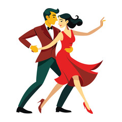 vector a couple dancing tango on white background