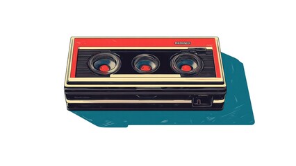 Fototapeta premium A red and black Sony video player with three speakers