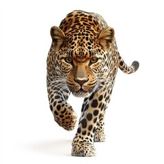 Obraz premium A leopard is walking on a white background