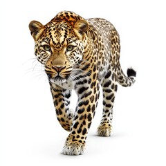 Obraz premium A leopard is walking on a white background