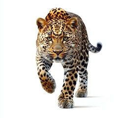Obraz premium A leopard is walking on a white background
