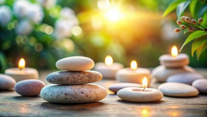 Beautiful close up of serenity stones with soft lighting and natural elements , zen, peaceful, meditation, balance