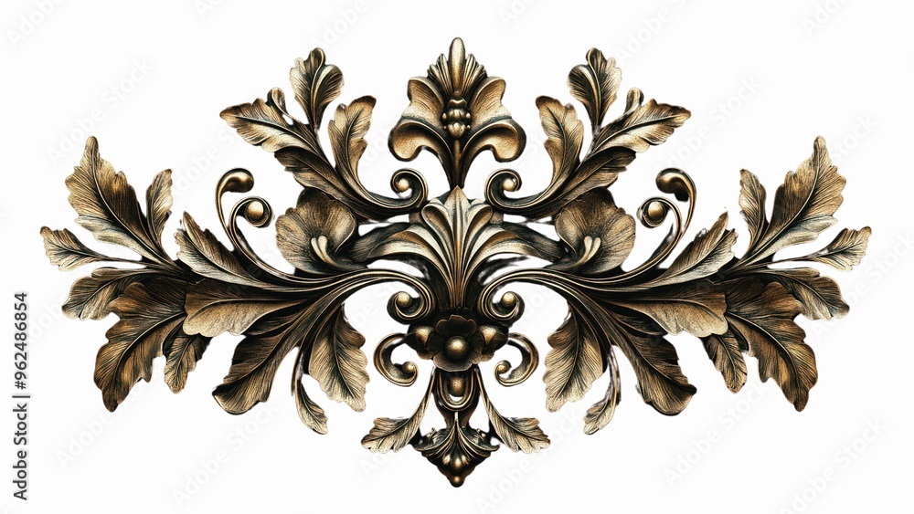 Aufkleber a gold leaf design with a leafy pattern