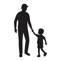 adult holding hands of toddler silhouette monoch