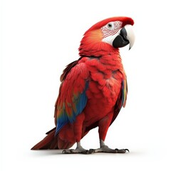 Obraz premium A red and blue parrot is standing on a white background