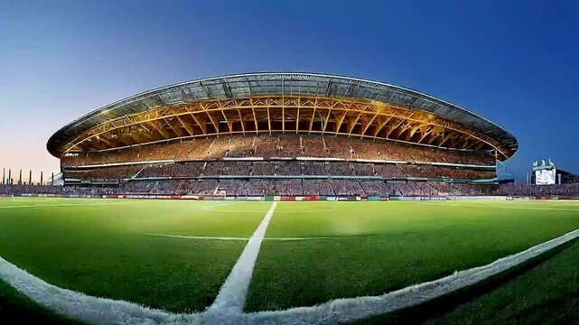the Aviva Stadium  and  the pitch  in the foreground
