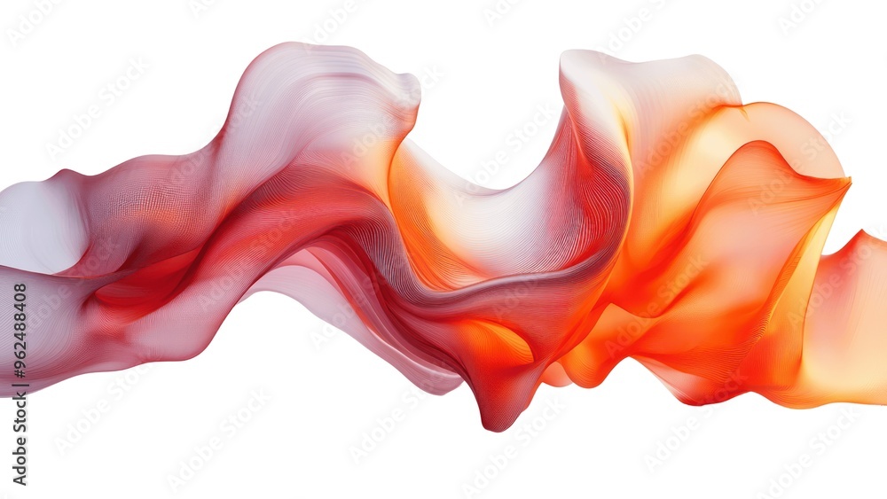 Poster a long red and white ribbon with a flame on it