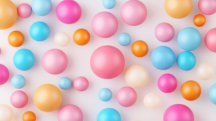 colorful 3D spheres in pastel tones, playful abstract background with vibrant bubbles. modern backgrounds, fun wallpaper, backdrop