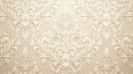 Elegant damask fabric wallpaper background with intricate floral patterns in soft tones