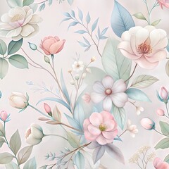 Flat floral and botanicals decorative pattern design