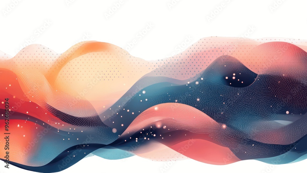 Poster a colorful wave with a blue and red background