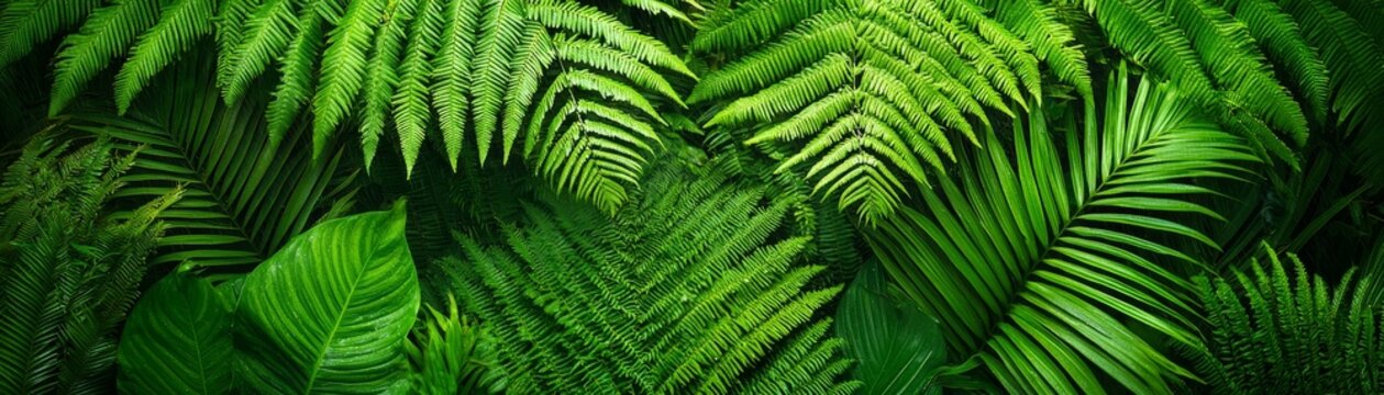 Close-up of lush green foliage, creating a dense and textured pattern.