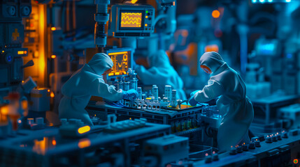 Futuristic Laboratory with Scientists at Work