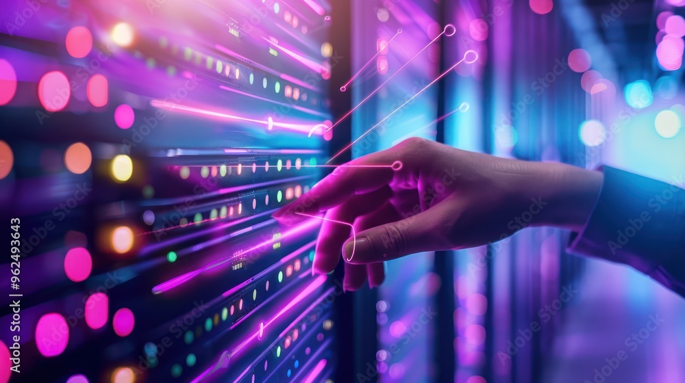 Poster hand interacting with server data