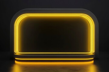 3D rendered black product stand with yellow neon lights with generative ai