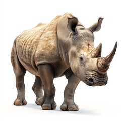Obraz premium A rhino with a horn on its head is standing on a white background