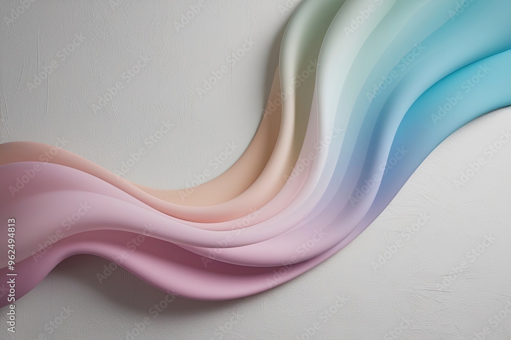 Poster Soft Pastel Hues Flowing Abstract Gradient Forms on Textured Canvas in a Minimalist Layout