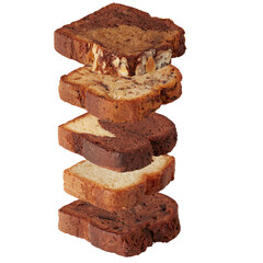 Banana bread is a type of sweet bread Stacked in layers