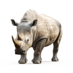 Obraz premium A rhino with a horn on its head is standing on a white background