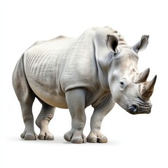 Obraz premium A white rhino with a horn on its head