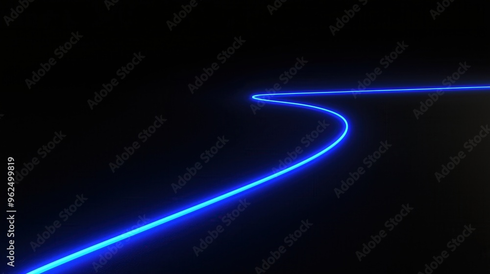 Poster a blue line is shown in the dark background. the line is long and narrow, and it is glowing. the ima