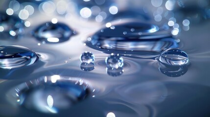 Water Droplets on Blue Surface