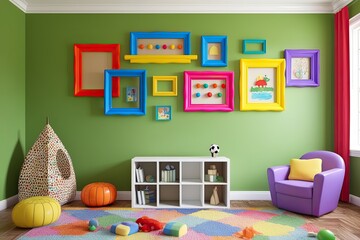 Dynamic 3D Frame Ideas for Lively Playroom Decoration