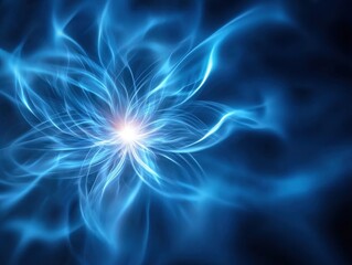 Fototapeta premium A mesmerizing blue abstract flower design radiating energy and light, perfect for backgrounds and art projects.