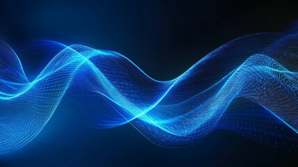 Naklejka premium Attract Blue Line Movement, Abstract Wave Line, Light Technology Background, Copy Space 