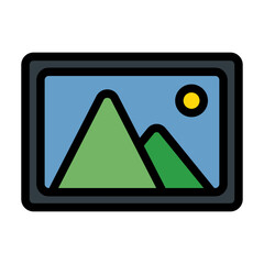 Picture, Image, Web, Device and App Flat Line Icon Set