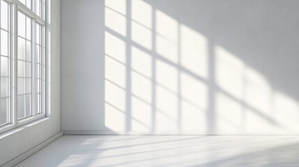 Empty room with white wall and window light.