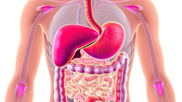 Digestive system images, human anatomy, 3D Illustration of Human Digestive System and Organs