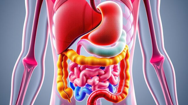 Digestive system images, human anatomy, 3D Illustration of Human Digestive System and Organs