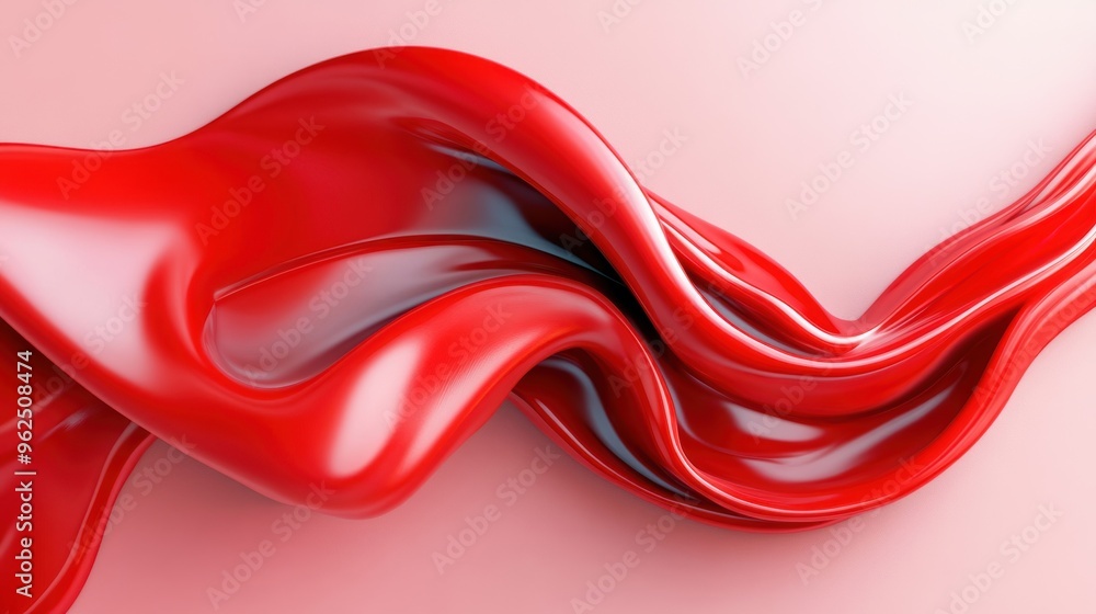 Poster flowing red waves interact in a mesmerizing pattern, showcasing the dynamic quality of fluid art and