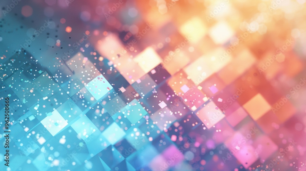 Poster glittering squares create a captivating abstract background, showcasing a dynamic interplay of vibra