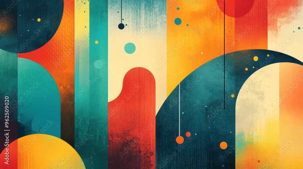 Aufkleber vibrant and colorful geometric shapes blend seamlessly, showcasing dynamic curves and lines in an ab