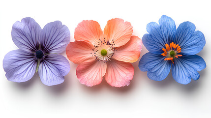 Fototapeta premium various beautiful blooming flowers isolated on white background