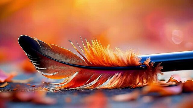  a feather  and  a pencil