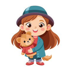 a little 3 year old girl with long-hair and a cute.eps