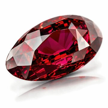 Close-up of faceted red ruby gemstone
