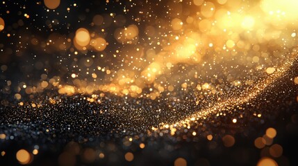 Festive golden sprinkles and twinkling particles cascading across a smooth background, creating a magical Christmas celebration vibe for wallpaper and holiday ads