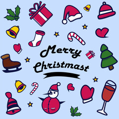 Set doodle christmast illustration